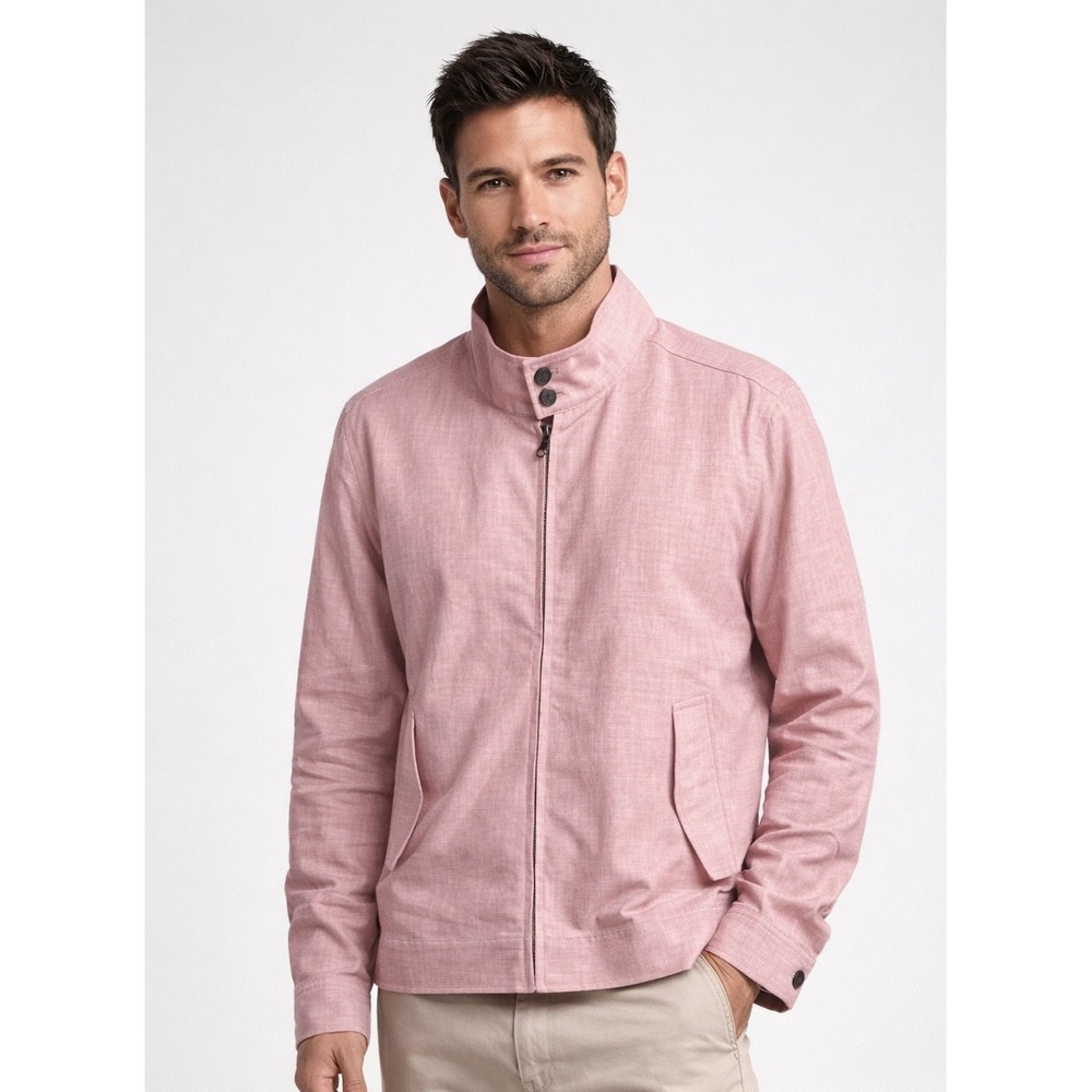 NWOT Hawker Rye Dusty Pink Full Zip Bomber Jacket Biker Luxury Date Night Men XL